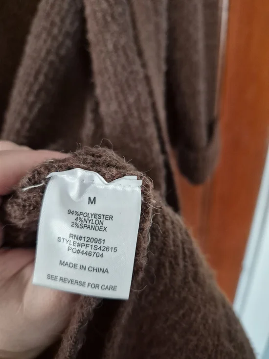 Pink Rose Open-Front Brown Knit Cardigan - Picture 2 of 6